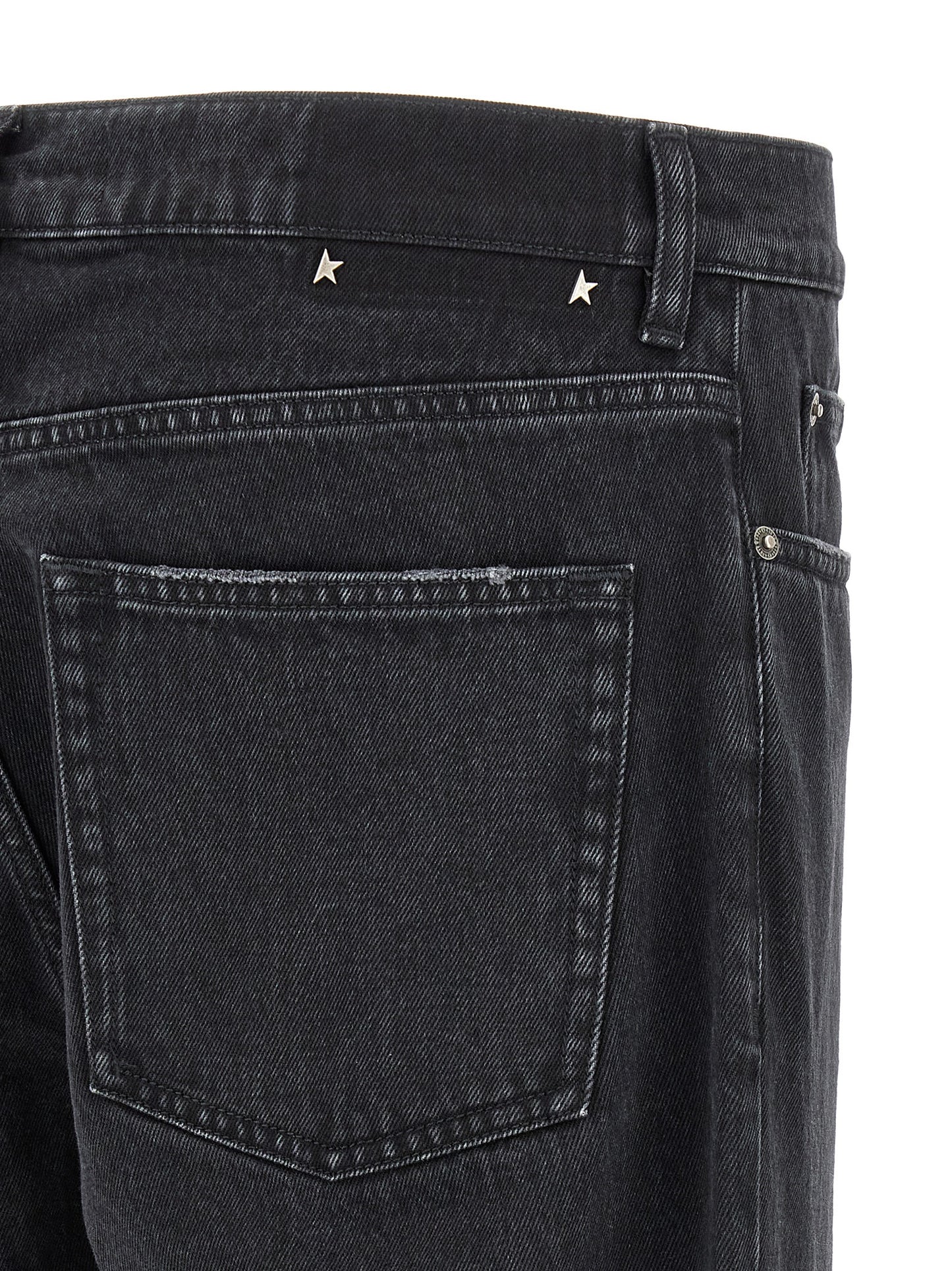 Jeans by Golden Goose for men in denim cotton black & signature features a refined silhouette with a refined straight-leg & wide, defined by a and a refined long for a refined finish.