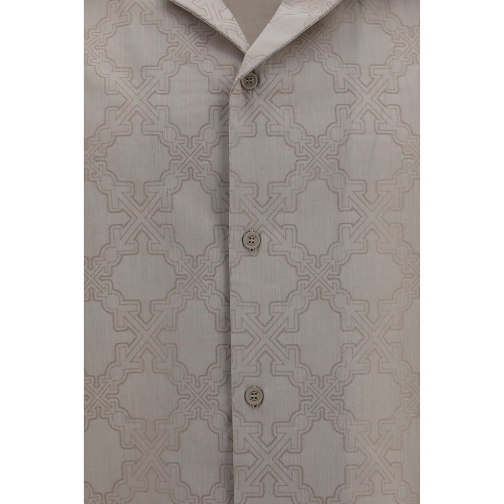 Shirt by Off-White for men in cotton beige, white, patterned, monogram & print presents a discerning silhouette, showcasing a sophisticated and for a truly discerning finish.