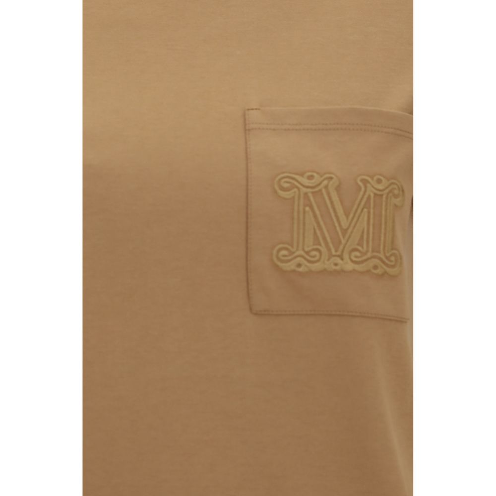 Activewear T-Shirt by Max Mara for women in cotton beige, patterned & monogram features a sporty silhouette with and crew neckline, showcasing innovative for a sporty finish.