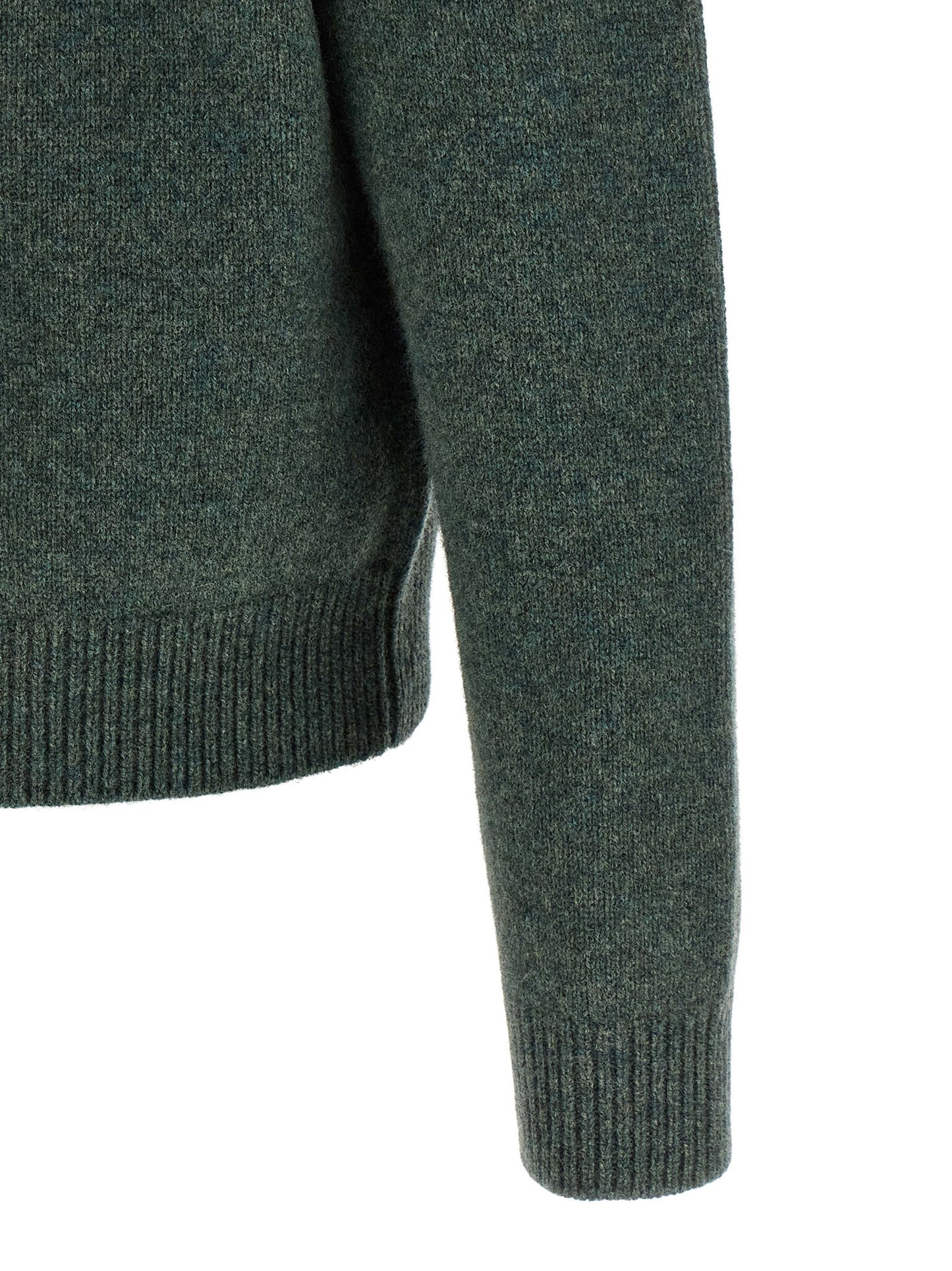 Cardigan by A.P.C. for men in wool bicolour, green & jacquard features a nuanced silhouette with a refined and nuanced detailing for a sophisticated look.