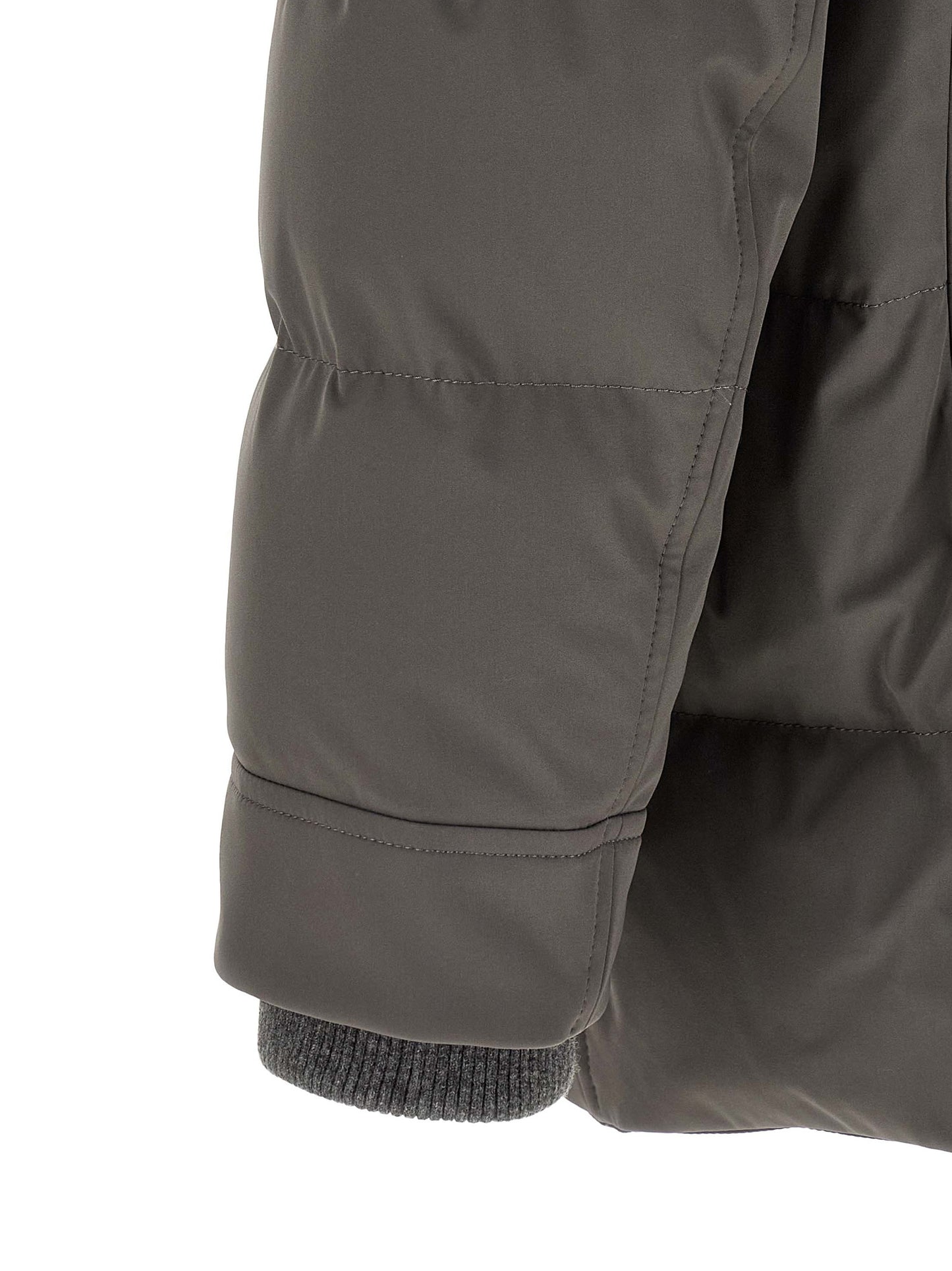 Hooded Parka by Brunello Cucinelli for men in polyamide gray, presenting a cosy silhouette with distinctive pockets, hooded & insulated and a refined .