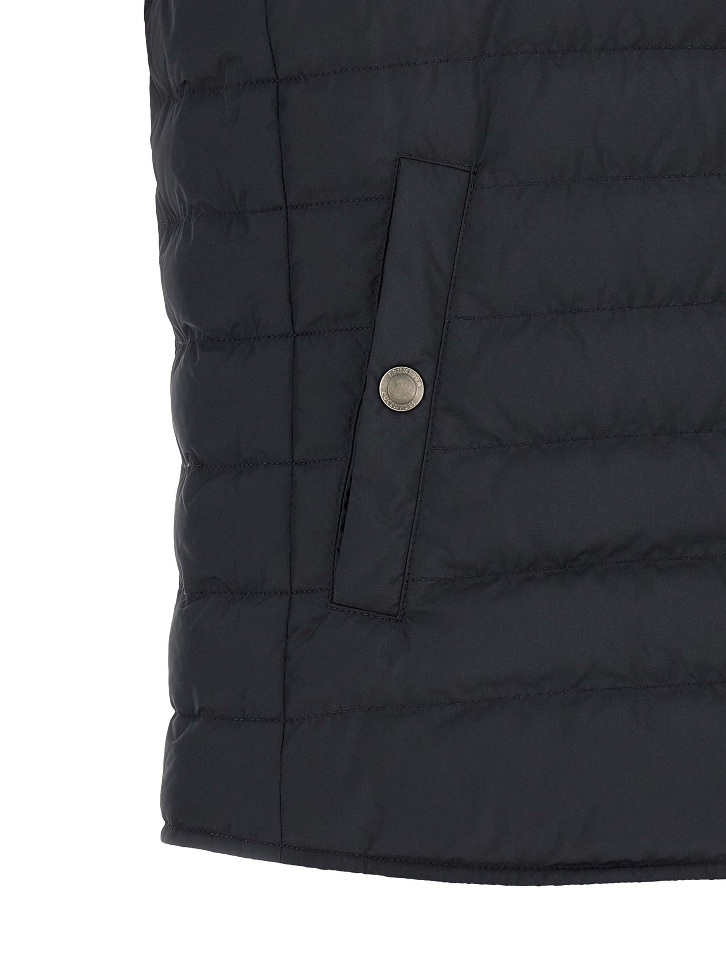 Vest by Brunello Cucinelli for men in polyester & nylon dark-blue showcases a utilitarian silhouette, artfully incorporating pockets & insulated and a utilitarian for a truly utilitarian finish.