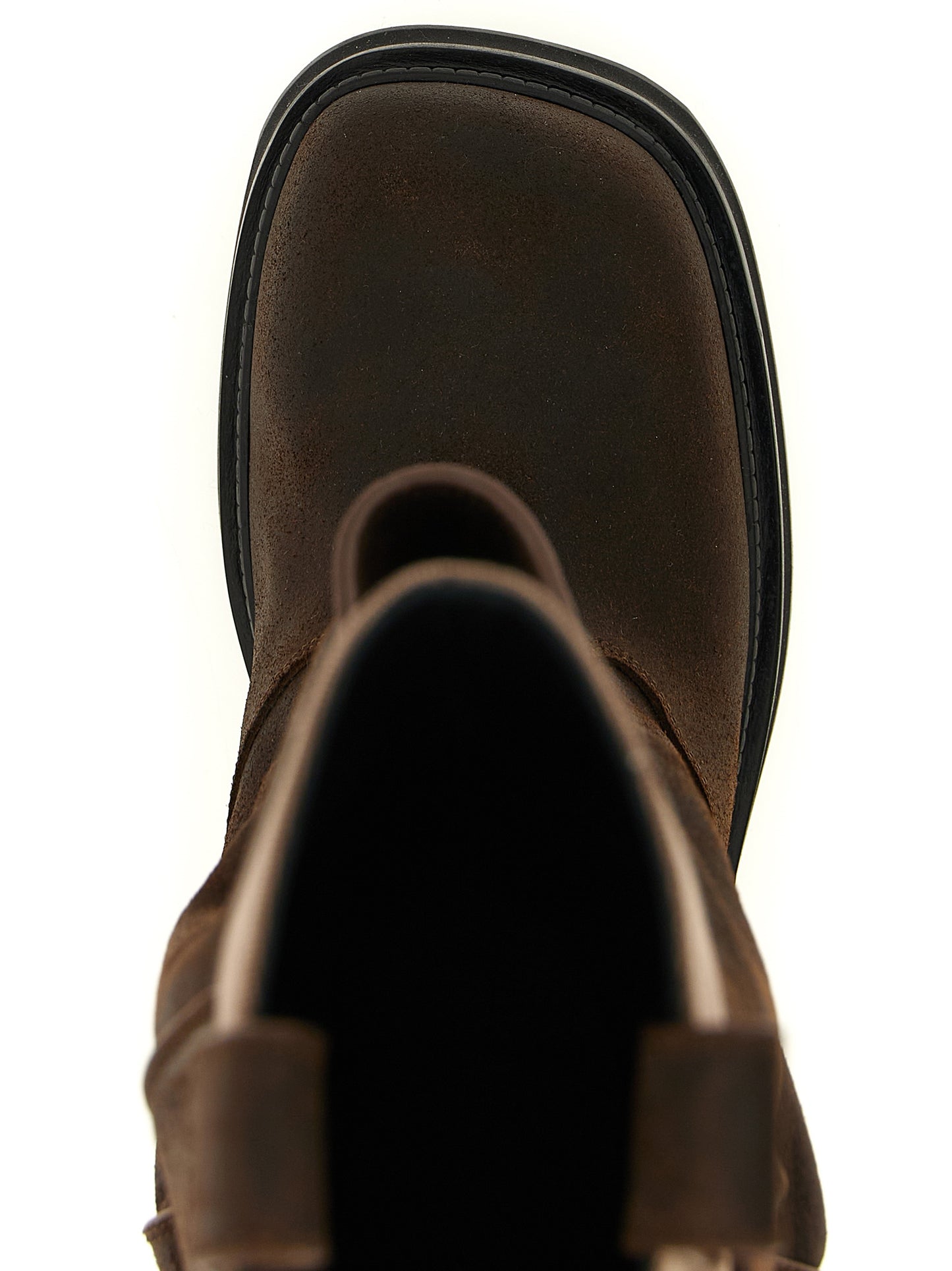 Ankle Combat Over-The-Knee Work Boots by The Attico for women in cotton canvas & bos taurus suede calf leather beige, black & brown features an enchanting design from the Women's Cotton Canvas & Bos Taurus Suede Calf Leather Ankle Combat Over-The-Knee Work Boots collection, highlighting a enchanting and square toe style for a refined look.