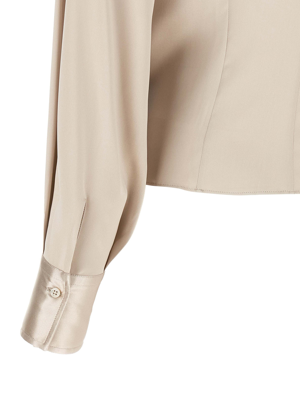 Blouse by Brunello Cucinelli for women in silk satin beige & natural showcases a sleek silhouette, elegantly detailed with a sleek and for a sleek finish.