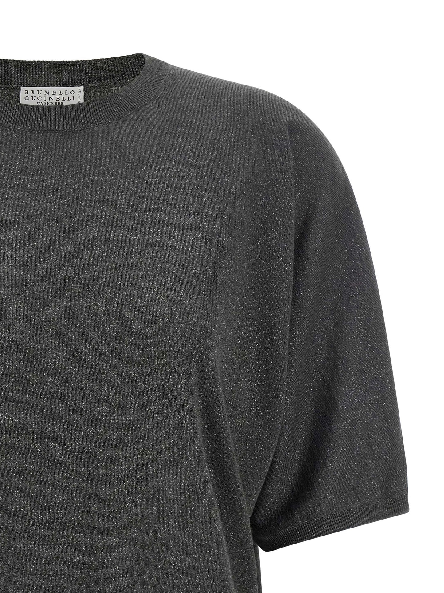 Cardigan by Brunello Cucinelli for women in cashmere silk dark-gray & gray showcases a luxurious silhouette, meticulously detailed with a sophisticated and for a refined finish.