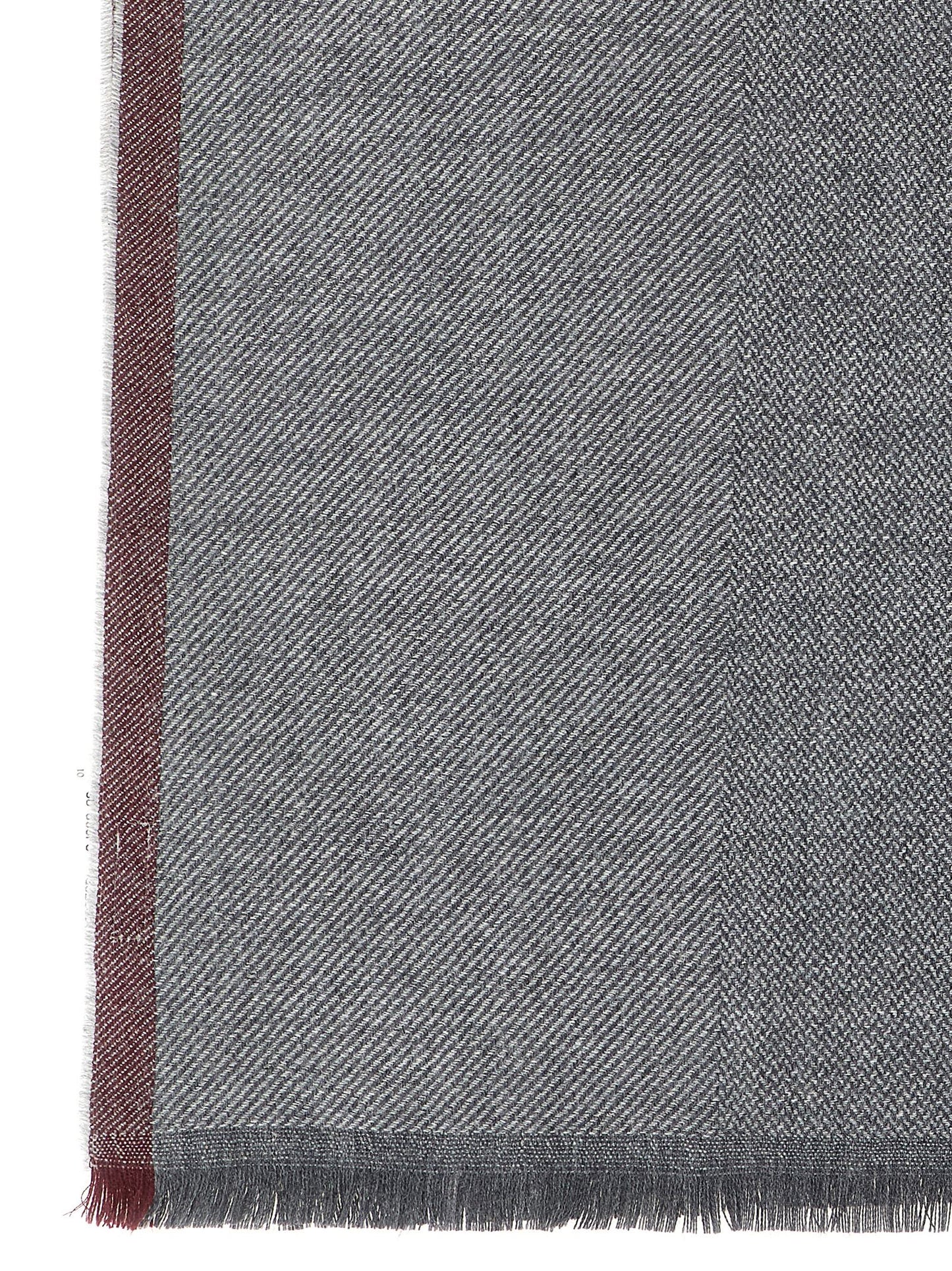 Scarf by Brunello Cucinelli for men in cashmere wool burgundy, gray, light-grey, patterned & striped features a timeless silhouette, artfully capturing the essence of the timeless Cashmere Wool Scarf design for a sophisticated look.