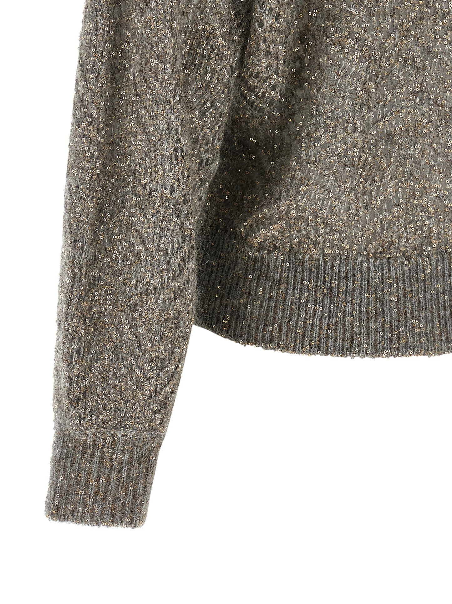Cardigan by Brunello Cucinelli for women in polyamide mohair & sequins gray features an crisp silhouette, showcasing a sophisticated and detail for a truly crisp finish.