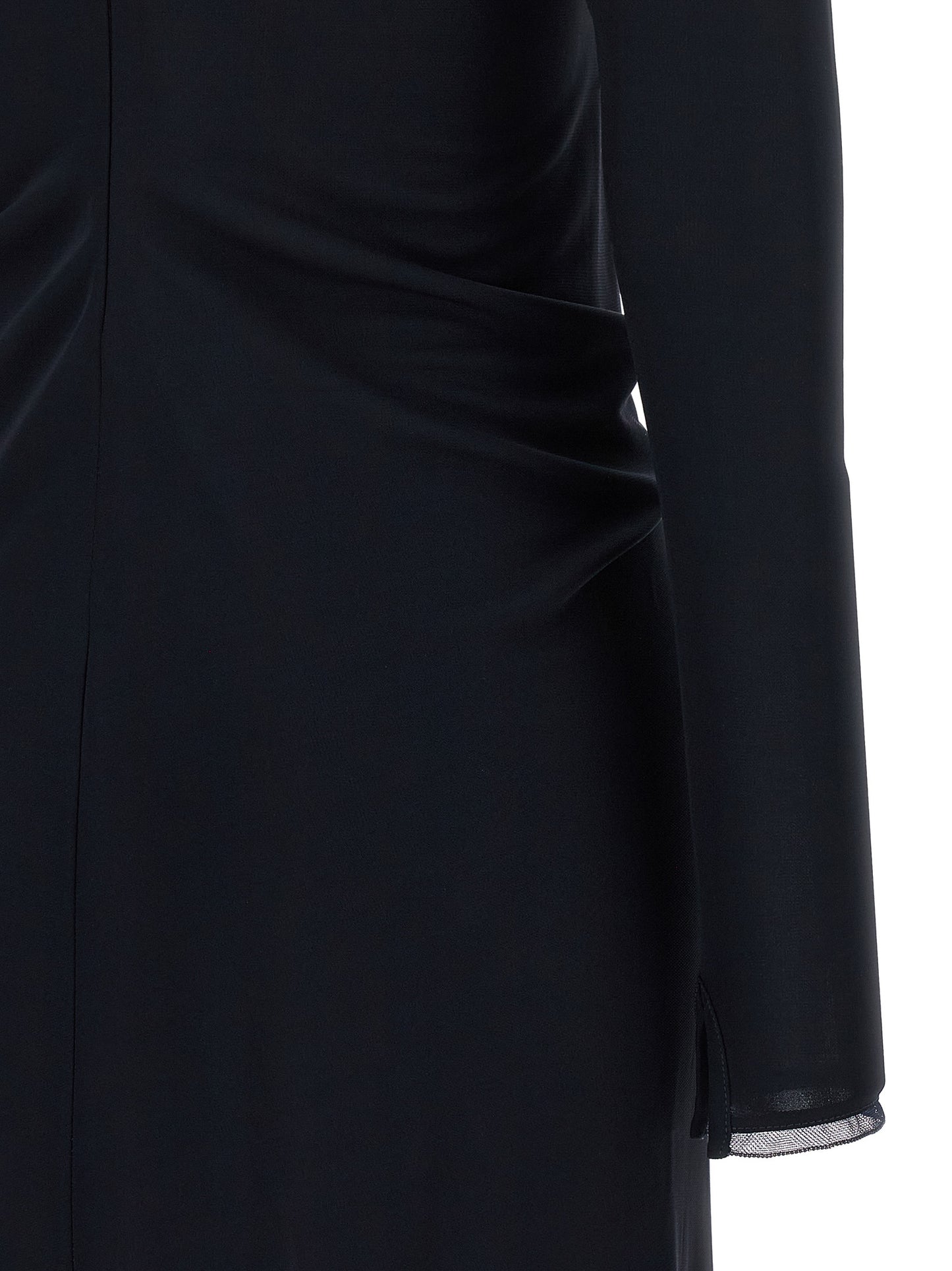 Dress by Fabiana Filippi for women in viscose blue, natural, transparent & patterned presents a sinuous silhouette, showcasing a sophisticated and detailed with a sinuous long for a refined finish.