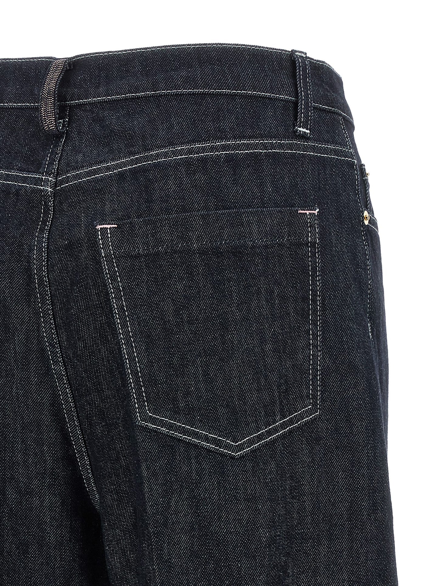 Jeans by Fabiana Filippi for women in denim cotton blue, indigo & signature presents a tailored silhouette, showcasing a tailored relaxed-fit and long cut with a refined for a truly tailored aesthetic.