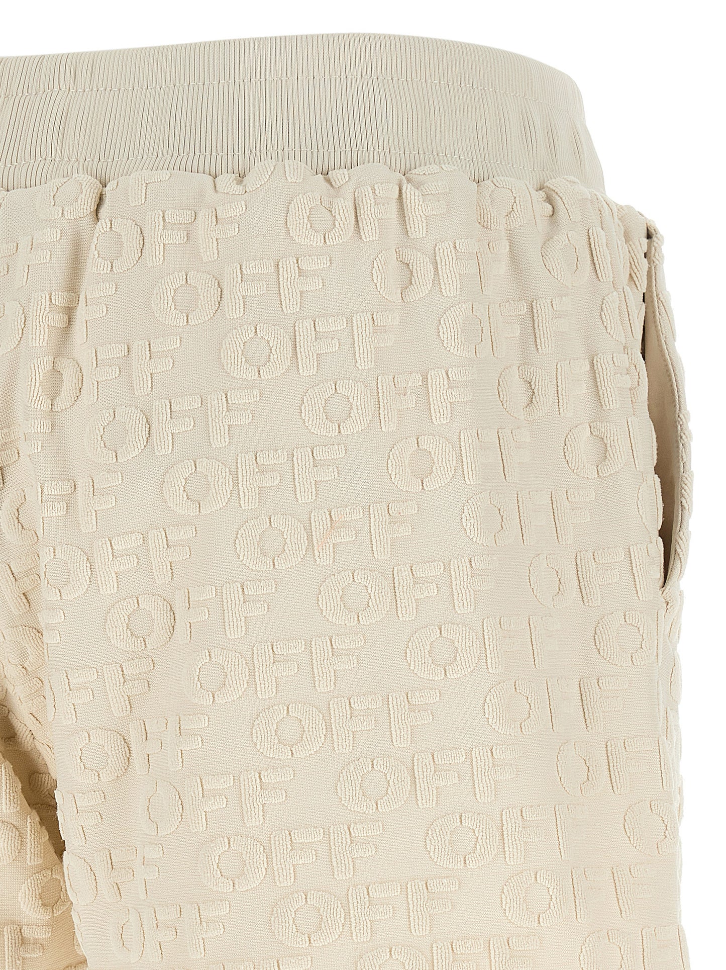 Off-White Women's Relaxed Fit Cotton Terry Cloth Bermuda Shorts - Beige White
