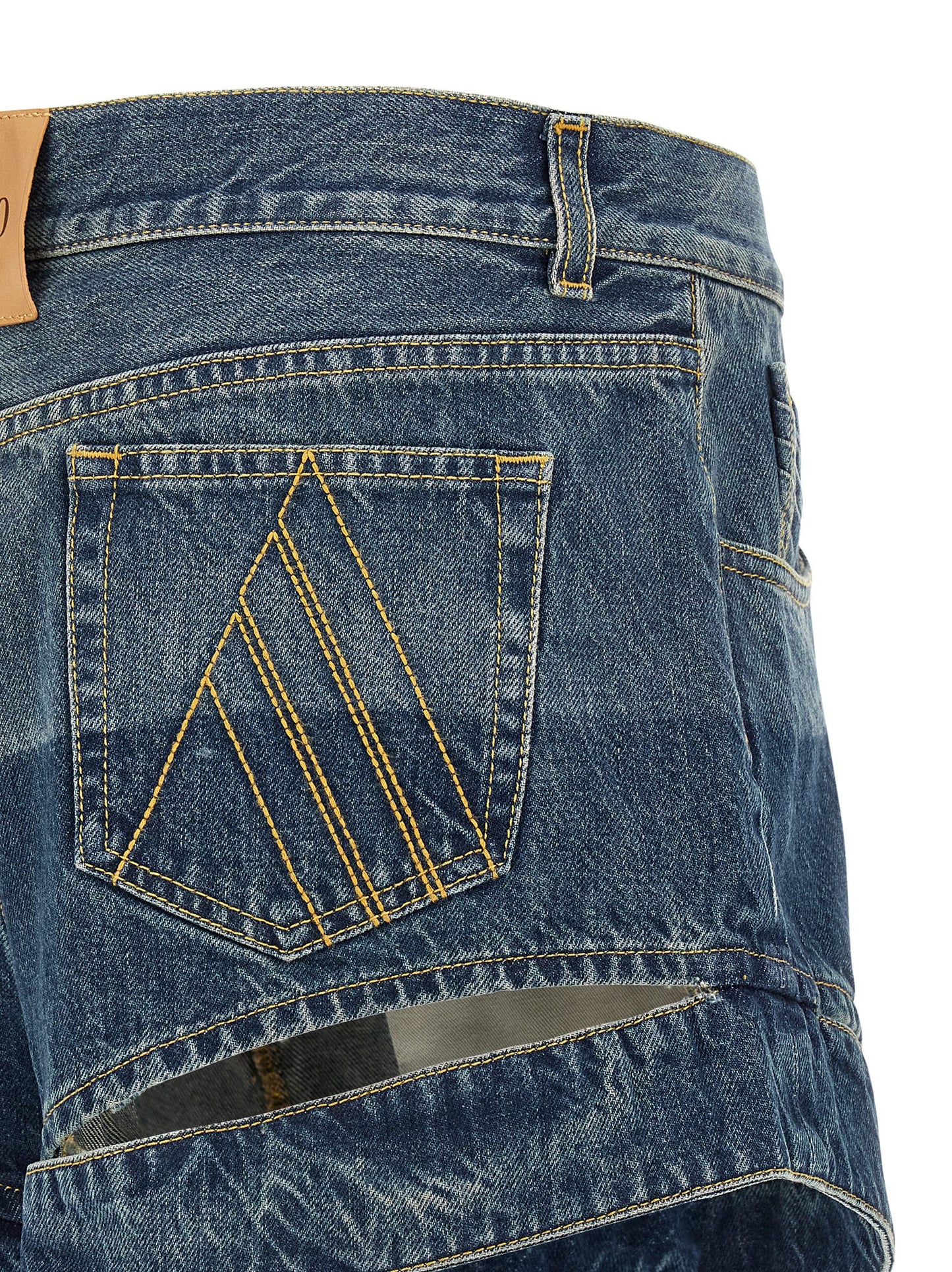Denim Shorts by The Attico for women in denim cotton blue, silver & signature features an utilitarian chic with a long short and , creating a utilitarian chic silhouette perfect for elevated casual styling.