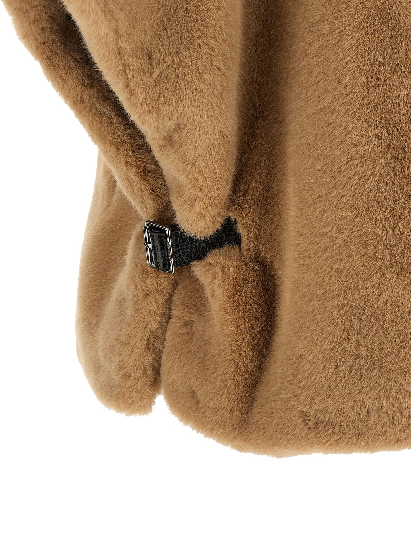 Cape by PINKO for women in polyester leather & fur beige, black, camel & silver showcases a enveloping silhouette, elegantly detailed with a enveloping and premium .