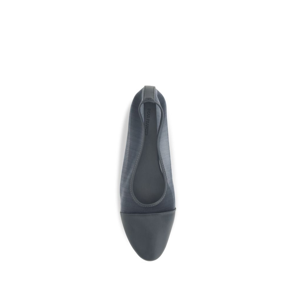 Ballet Flat Shoes by Dear Frances for women in bos taurus calf leather gray presents a effortless chic silhouette, showcasing the Gala Women's Bos Taurus Calf Leather Ballet Flat Shoes design with a effortless chic and almond toe style for a sophisticated look.