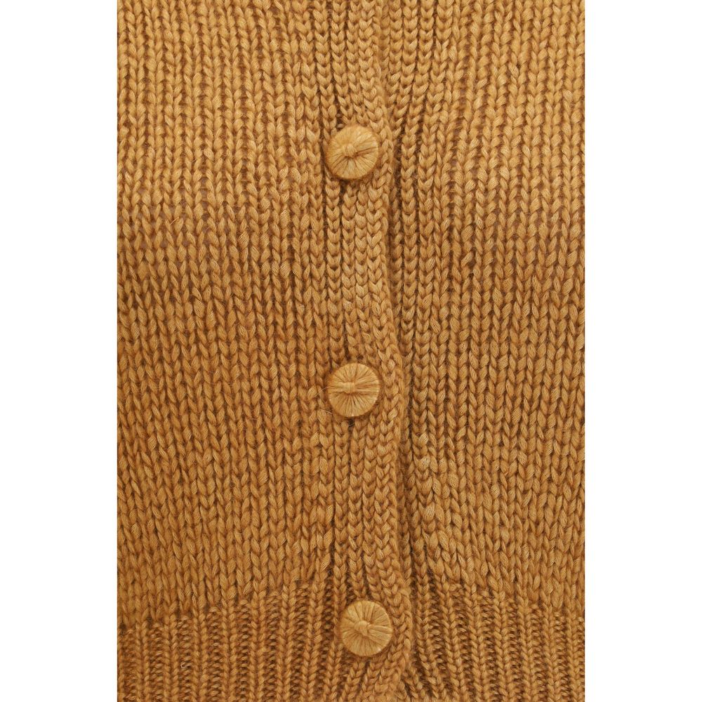 Cardigan by Forte_Forte for women in silk mohair & capra leather brown showcases a captivating silhouette, artfully detailed with a captivating and for a truly sophisticated captivating look.