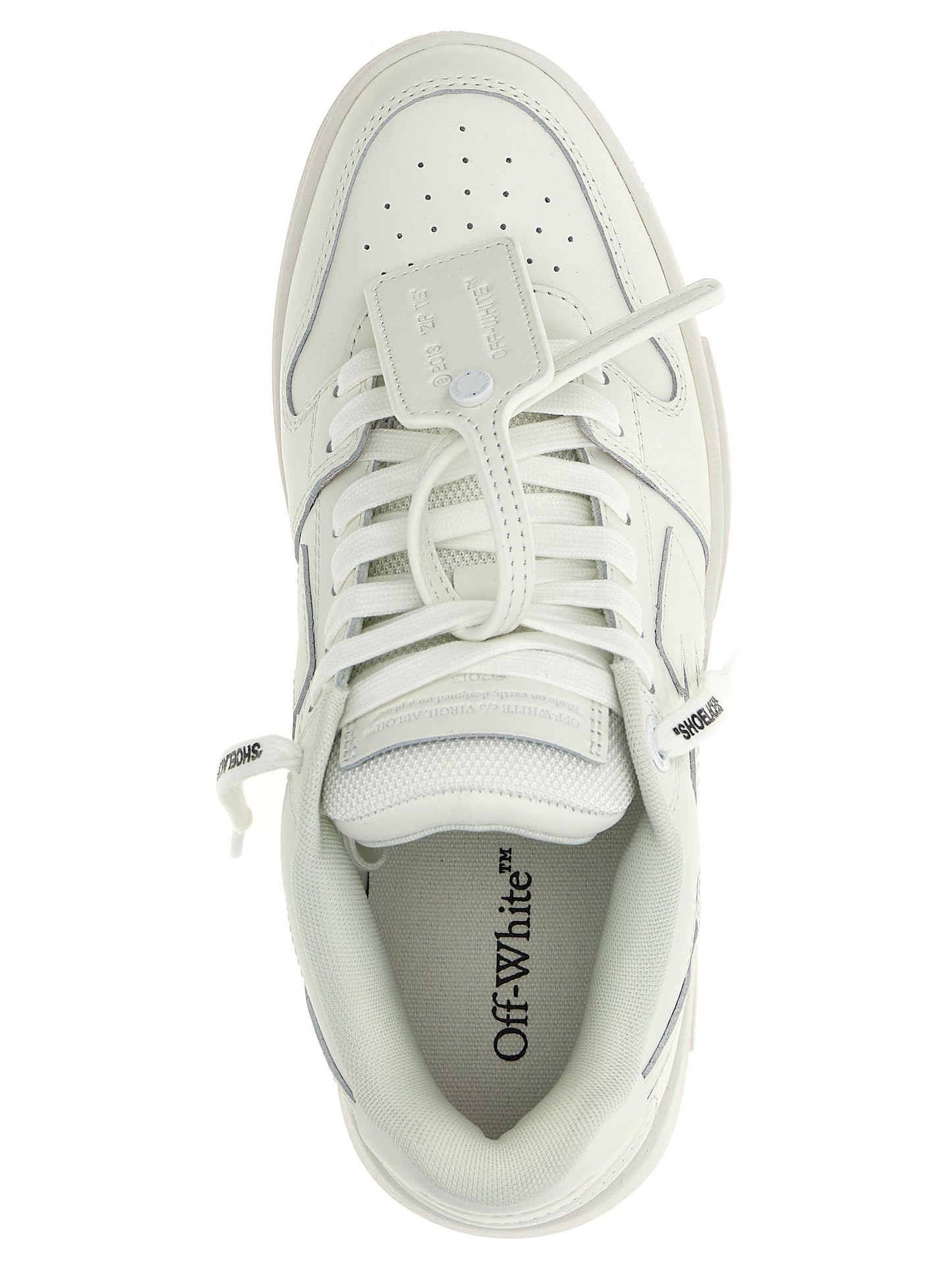 Off-White Aren Men's Low Top Polyester & Calfskin Leather Sneakers - White Signature