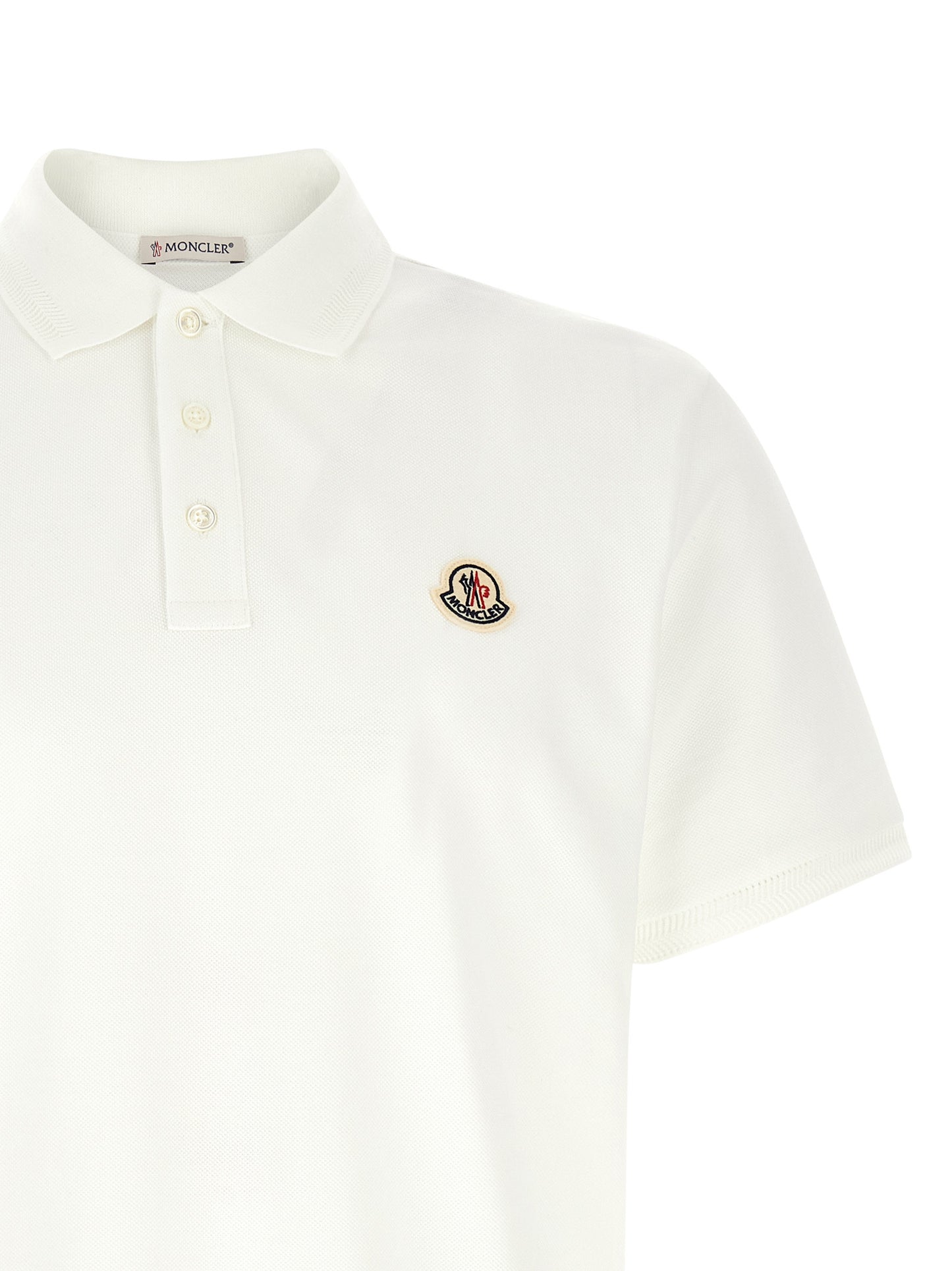 Polo Shirt by Moncler for men in cotton felt pearl & white features a eye catching silhouette, showcasing a refined and for a eye catching finish.