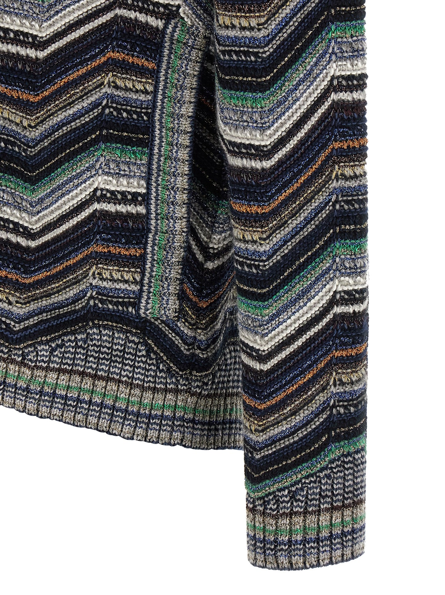 Cardigan by Missoni for men in cotton rayon & nylon multicolor & signature features a dramatic silhouette, showcasing a sophisticated and dramatic detail for a timeless, premium look.