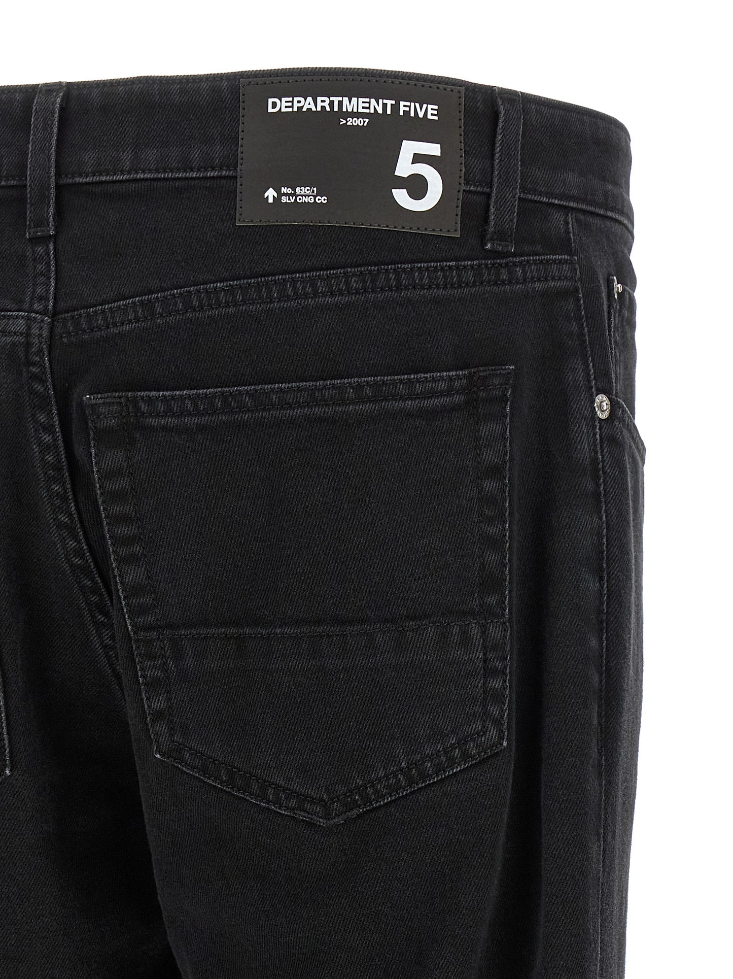 Jeans by Department 5 for men in stretch denim cotton polyester black, silver & signature presents a refined pantology silhouette, artfully defined by a refined pantology straight-leg & cropped, cropped, and a sophisticated mid rise.