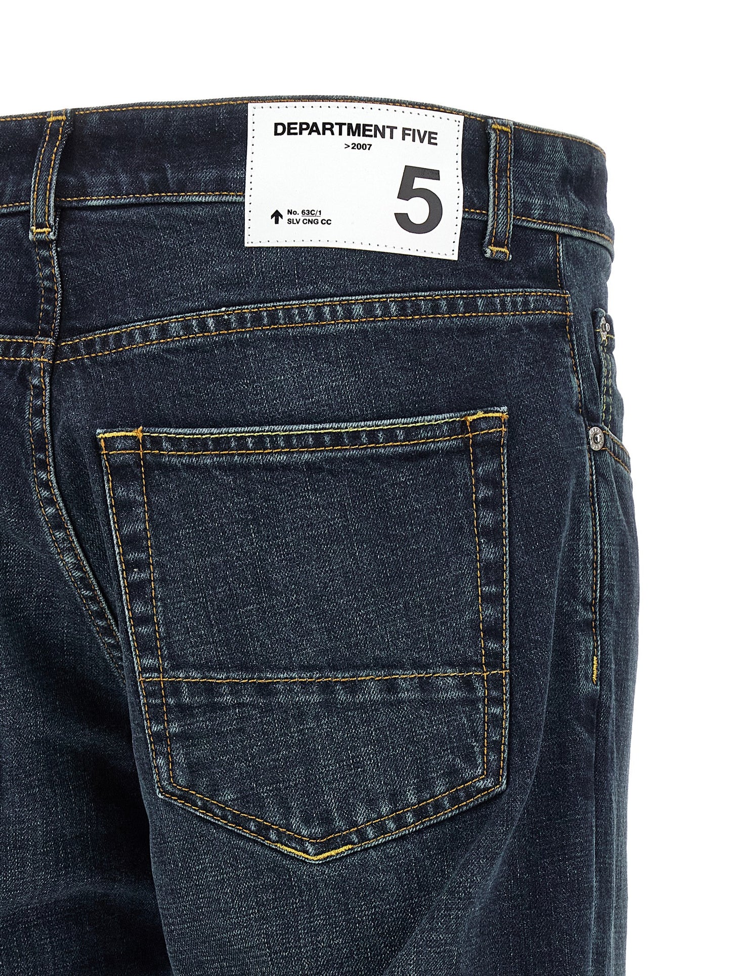 Jeans by Department 5 for men in stretch denim cotton blue & silver features a refined silhouette with a refined straight-leg & cropped, defined by a mid rise and a refined cropped for a refined finish.