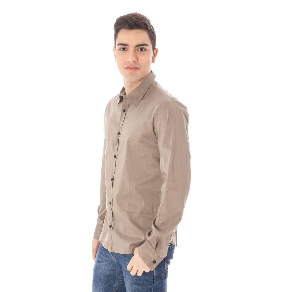 Shirt by Costume National for men in stretch polyamide cotton green features an architectural silhouette with a refined and elegant for a architectural look.