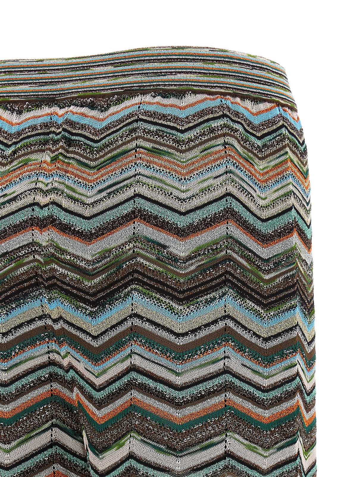 Missoni Women's Flared Wide Polyamide Viscose & Sequins Palazzo Pants - Multicolor Natural Patterned Chevron