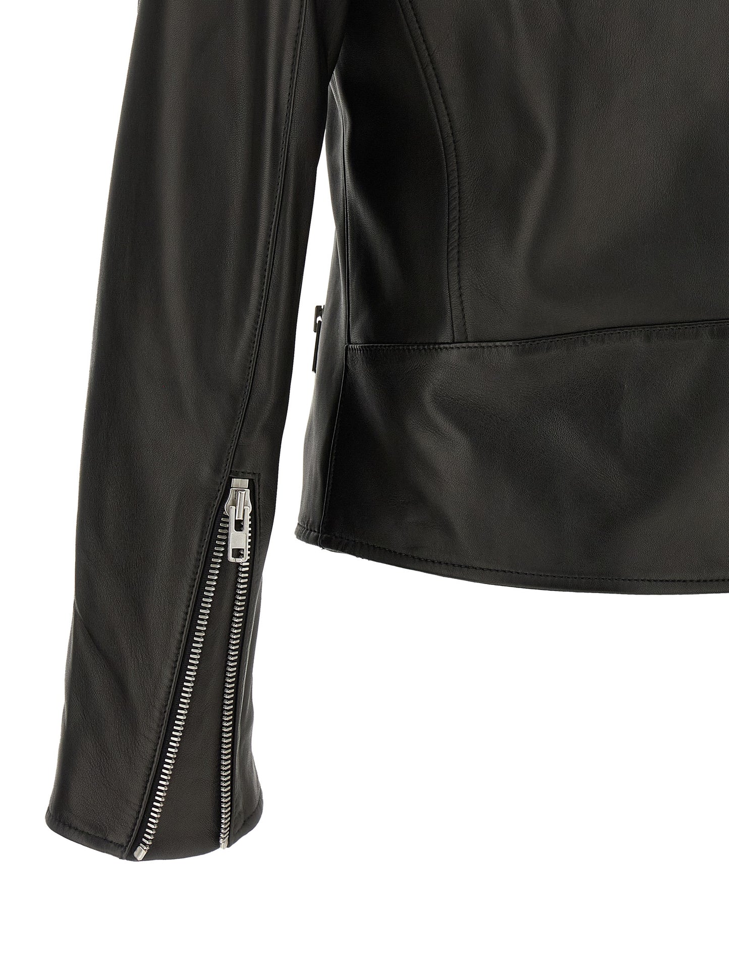 Jacket by Maison Margiela for men in lamb leather black, silver, white, dots & signature showcases a contemporary silhouette, detailed with a contemporary and premium for a sophisticated finish.