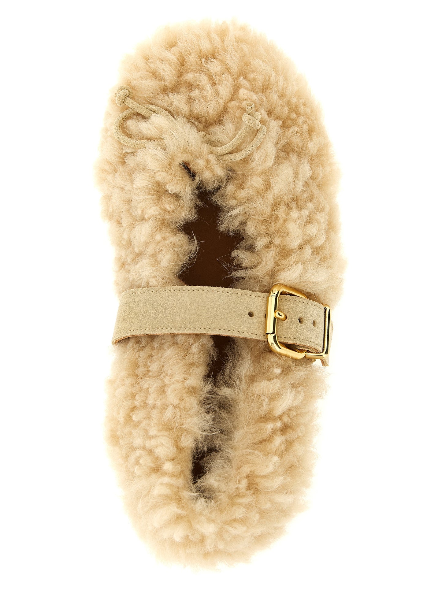 Ballet Flat Shoes by Marni for women in lambskin leather beige & gold features an captivating silhouette, showcasing the captivating style of the Women's Lambskin Leather Ballet Flat Shoes with its distinct and refined .