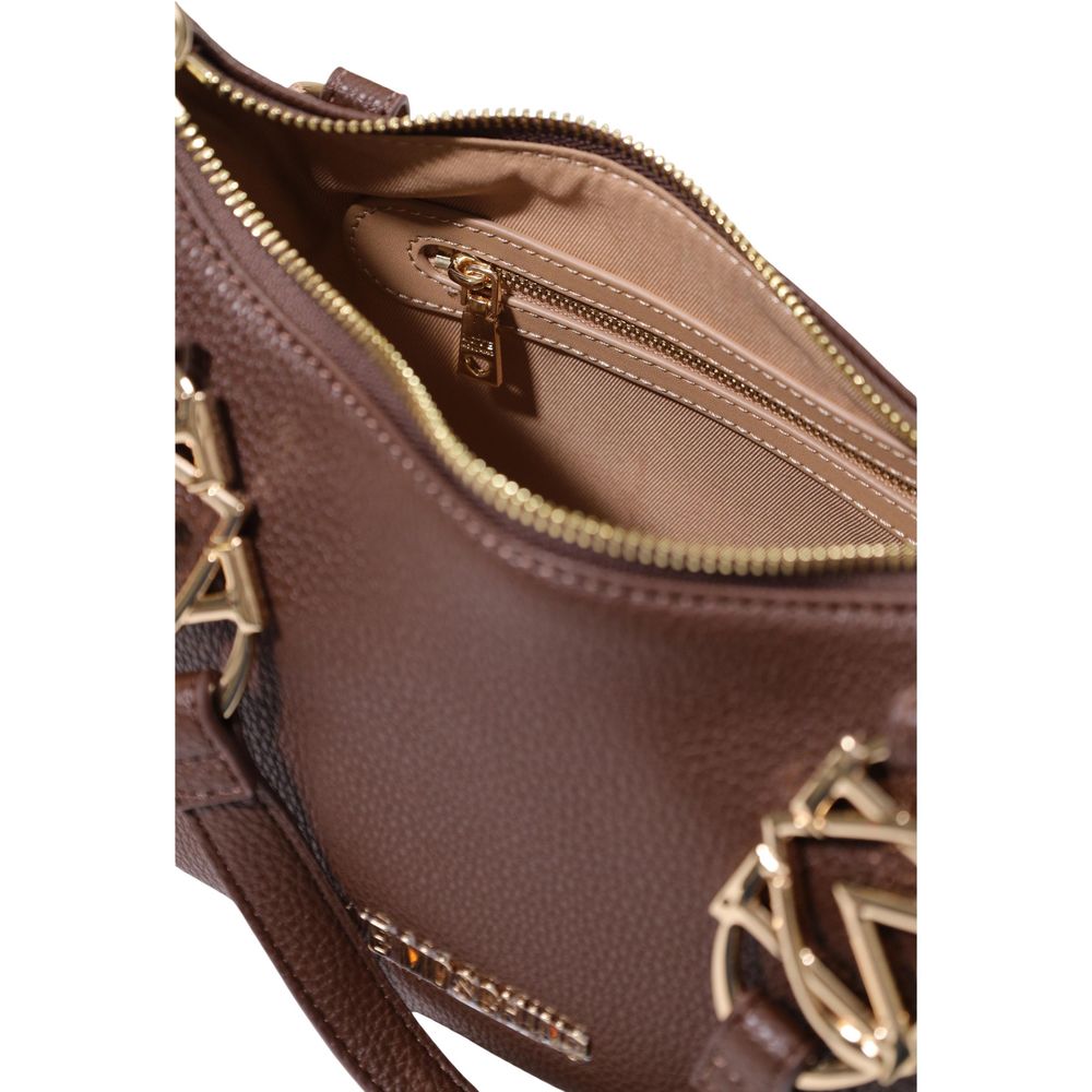 Love Moschino Heart Pebbled Poly Leather Small Evening Handbag - Brown Gold
