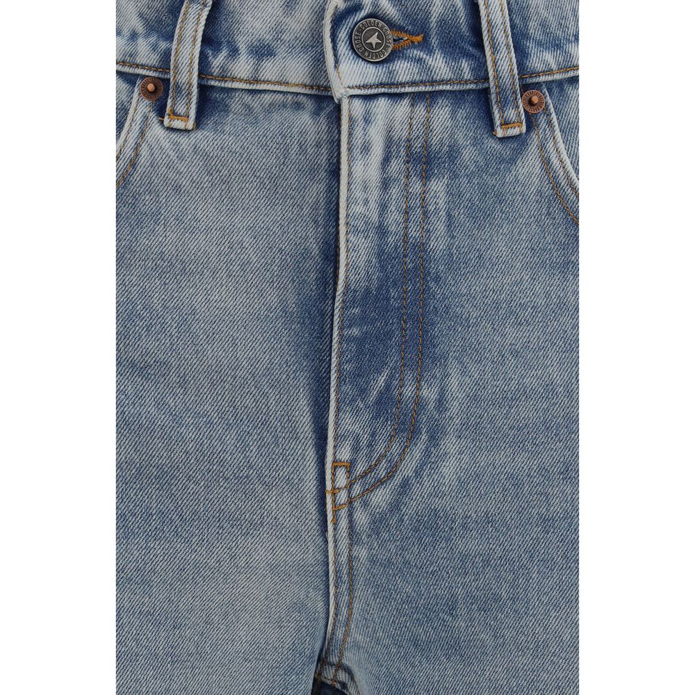 Jeans by Golden Goose for women in denim cotton blue features an sartorial straight-leg & regular-fit and long with a cut for a sartorial finish.