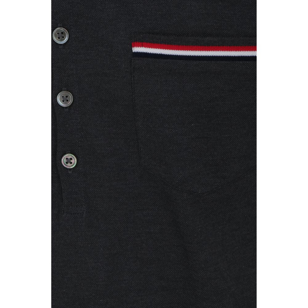 Polo Shirt by Thom Browne for men in cotton gray showcases a sharp silhouette, detailed with a refined and sharp for a sophisticated finish.