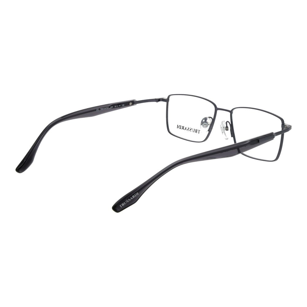 Eyeglasses Frames by Trussardi for men in gray features an refined silhouette, showcasing the refined gunmetal coloured frame and sophisticated full-frame frame design.