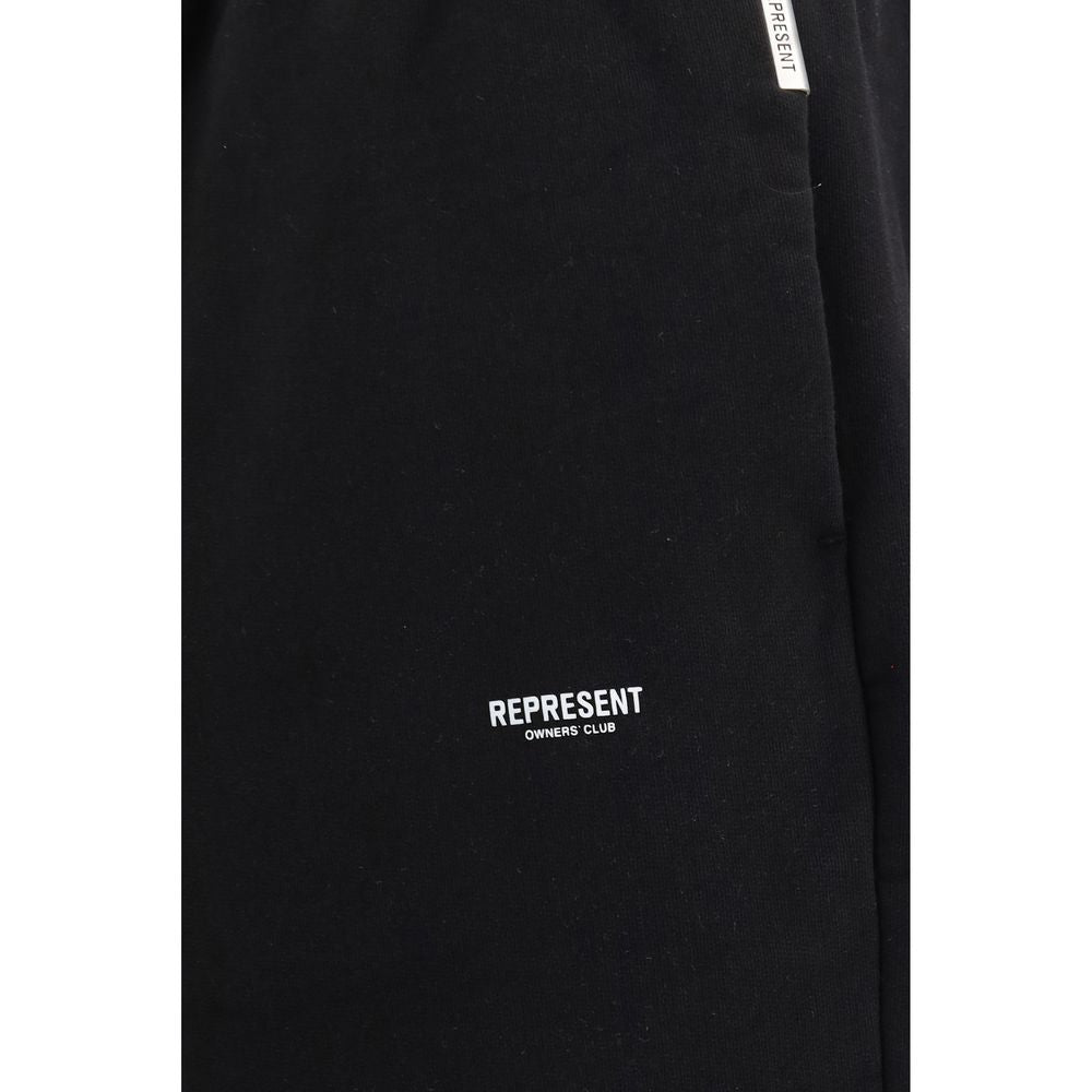 Sweatpants by Represent for men in cotton black features a ergonomic athletic, relaxed-fit, regular-fit & wide and with a ergonomic long, showcasing innovative for a ergonomic look.