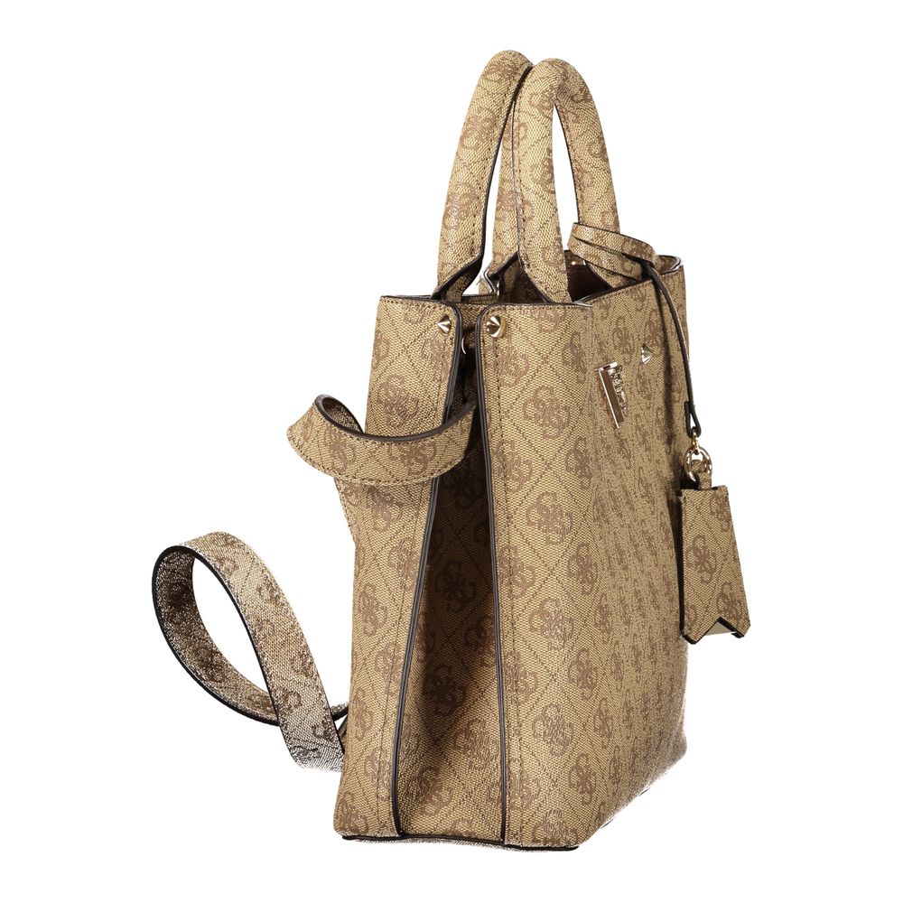 2-in-1 Shoulder & Crossbody Handbag by Guess Jeans for women in polyurethane leather beige features a refined silhouette, showcasing a secure snap & zipper, organized document-holder, external-pockets & internal-pockets, and versatile crossbody-strap, shoulder-strap, adjustable-strap & handle for a refined finish.