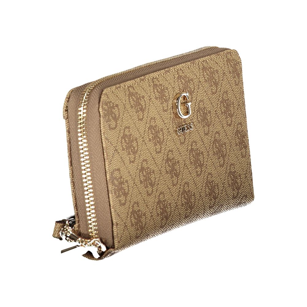 Cardholder Wallet by Guess Jeans for women in polyurethane beige showcases a refined silhouette, artfully detailed with the signature style of the Coleen Polyurethane Cardholder Wallet and functional card-organization coin-purse.