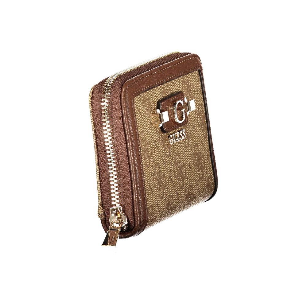Guess Jeans Lindsey Polyurethane Cardholder Wallet - Beige Signature