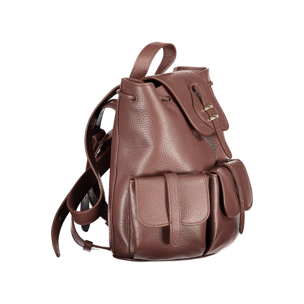 Drawstring Backpack by Coccinelle for women in leather brown features a stately Mavery Leather Drawstring Backpack design, showcasing a secure drawstring & magnetic, ample external-pockets & internal-pockets, and versatile handle, backpack-strap & adjustable-strap for a stately finish.