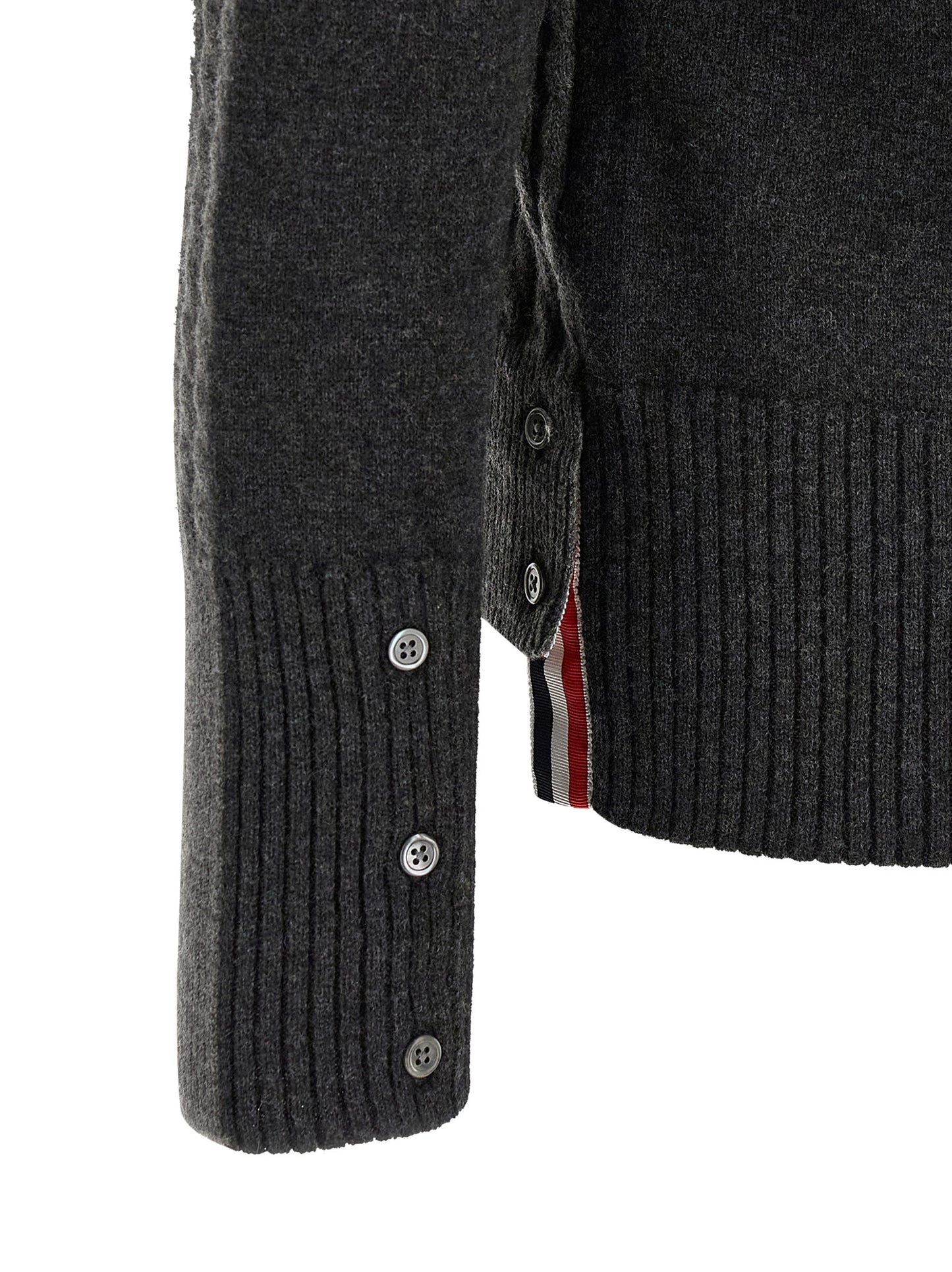 Polo Shirt by Thom Browne for men in canvas & virgin wool dark-gray, gray & patterned presents a sleek silhouette, featuring a refined and for a sleek finish.