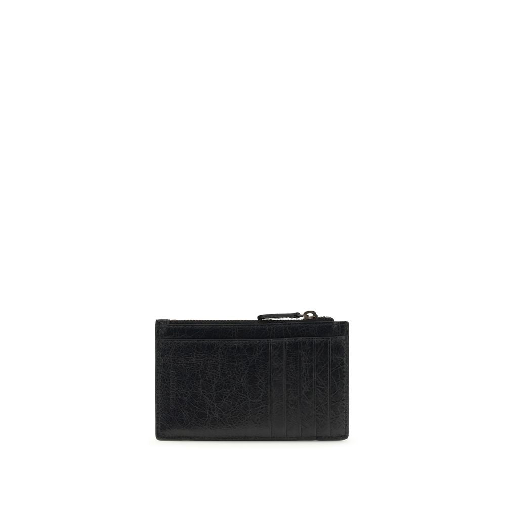 Cardholder Wallet by Balenciaga for women in bos taurus suede calf leather black showcases a enchanting silhouette, artfully detailed with the signature style of the Le City Bos Taurus Suede Calf Leather Cardholder Wallet and functional card-organization coin-purse.