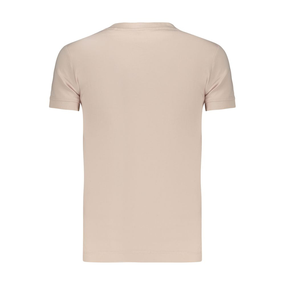 T-Shirt by Guess Jeans for women in stretch organic cotton pink features a plush silhouette, showcasing a sophisticated wide-neck neckline and for a truly plush finish.