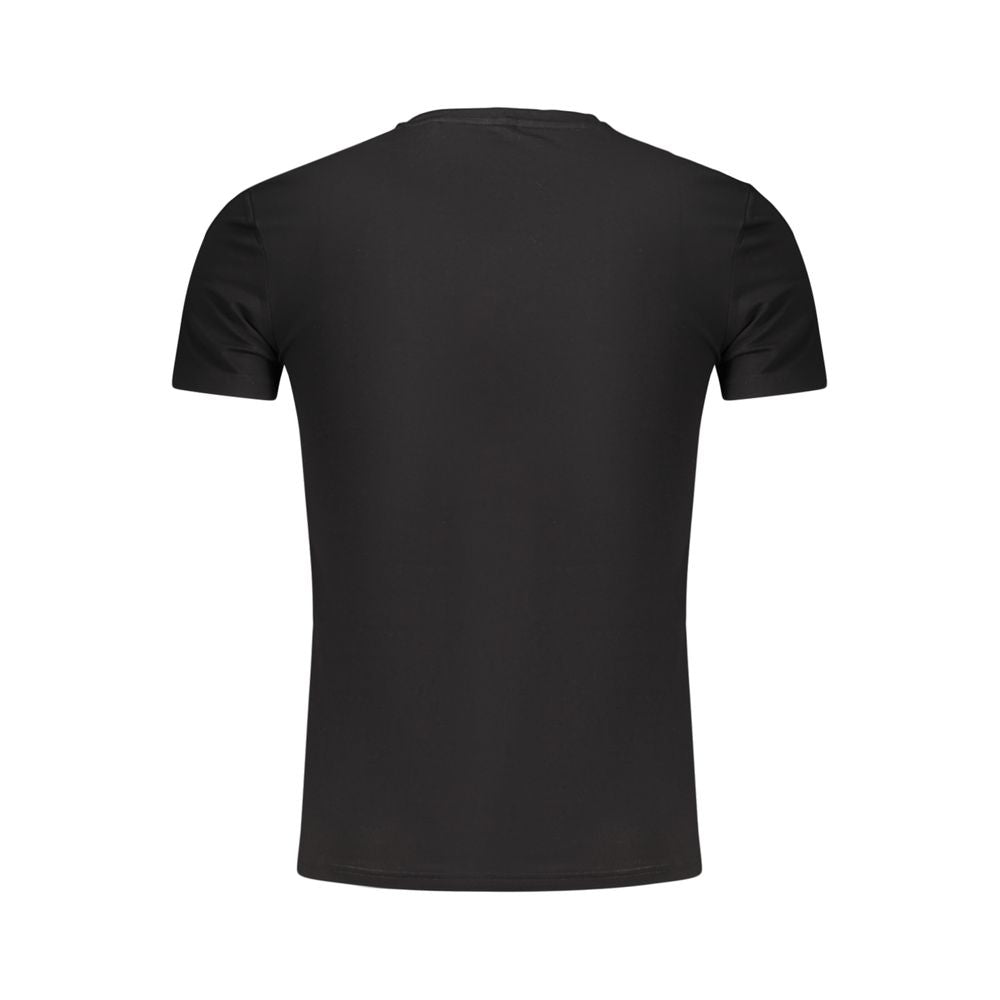 Activewear T-Shirt by Guess Jeans for men in stretch organic cotton black & print presents a kinetic silhouette, showcasing the kinetic and crew neckline alongside functional for a premium, athletic look.