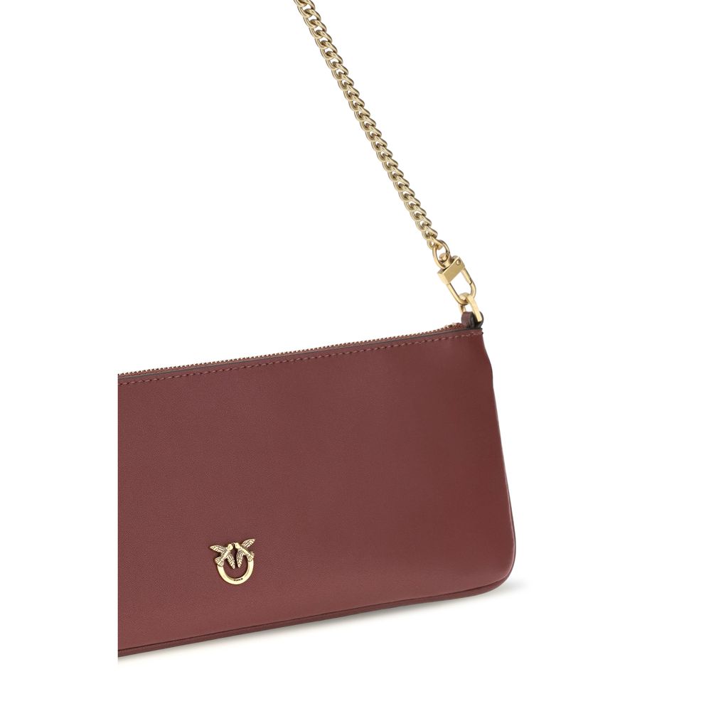 Wallet by PINKO for women in polyurethane & bos taurus calf leather bordeaux, gold & signature presents a refined silhouette, artfully capturing the essence of the Love Birds Polyurethane & Bos Taurus Calf Leather Wallet design with sophisticated bifold for a refined look.