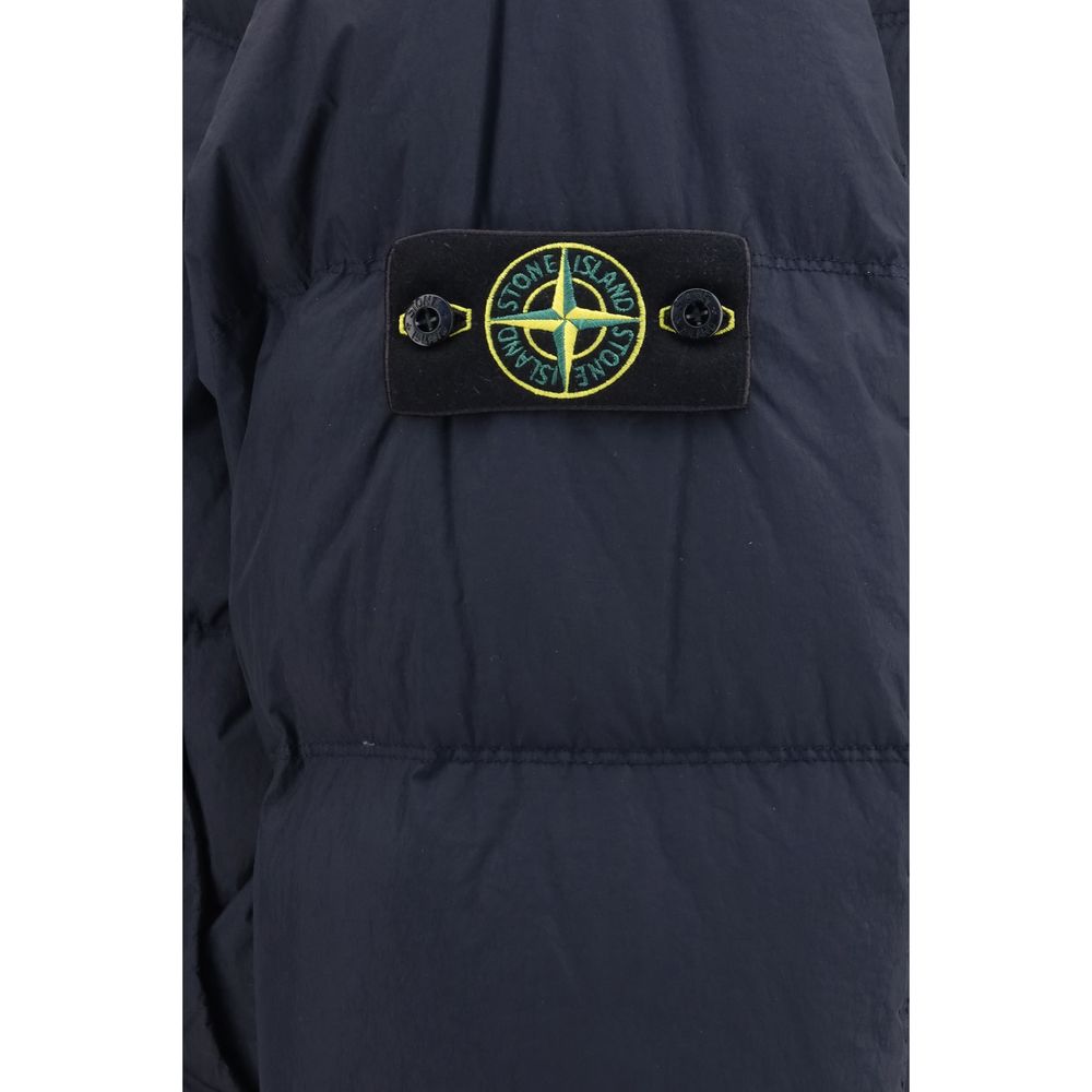Stone Island Men's Quilted Duck Down Padded Polyamide & Puffer Jacket - Blue Signature