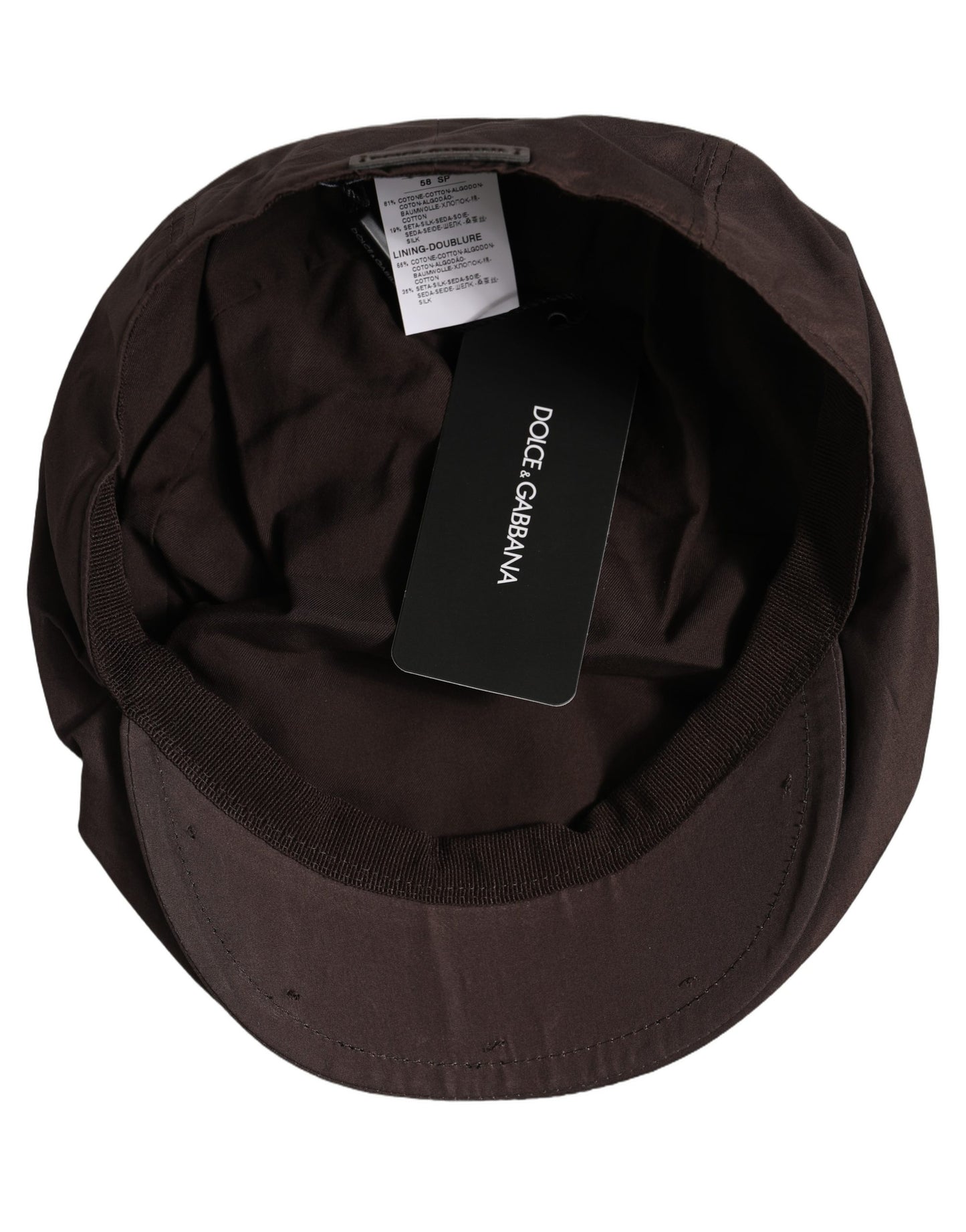 Dolce & Gabbana Men Brown Cotton Newsboy Capello Cabbie Hat