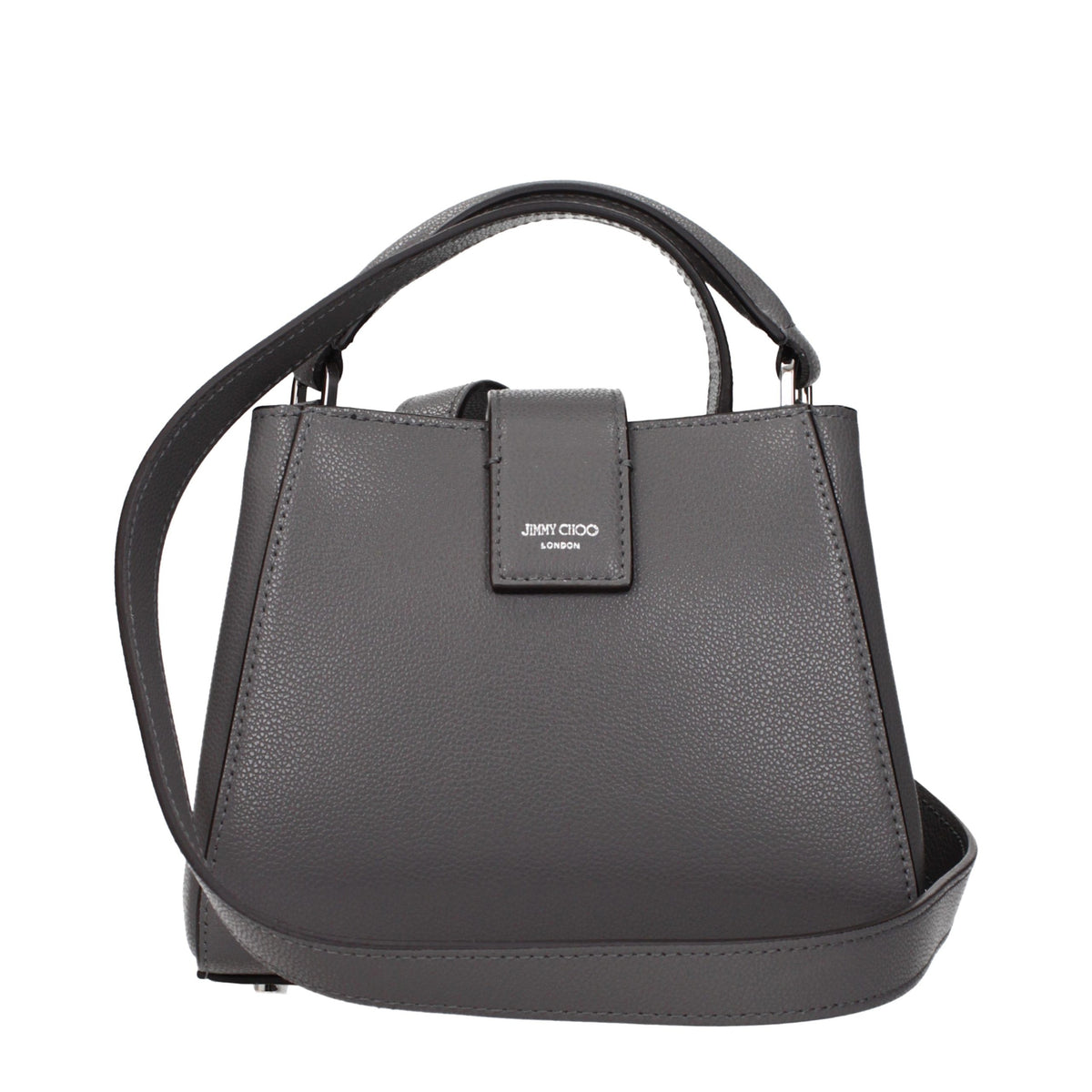 Handbag by Jimmy Choo for women in leather gray features a exquisite silhouette, showcasing a secure and exquisite with versatile shoulder-strap & handle for a exquisite finish.