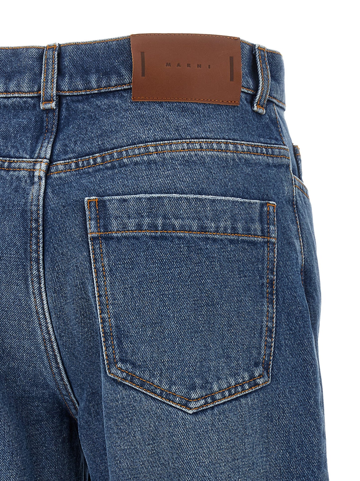 Jeans by Marni for women in denim cotton blue, brown & silver presents a refined pantology silhouette, artfully defined by a refined pantology straight-leg, long, and a sophisticated .