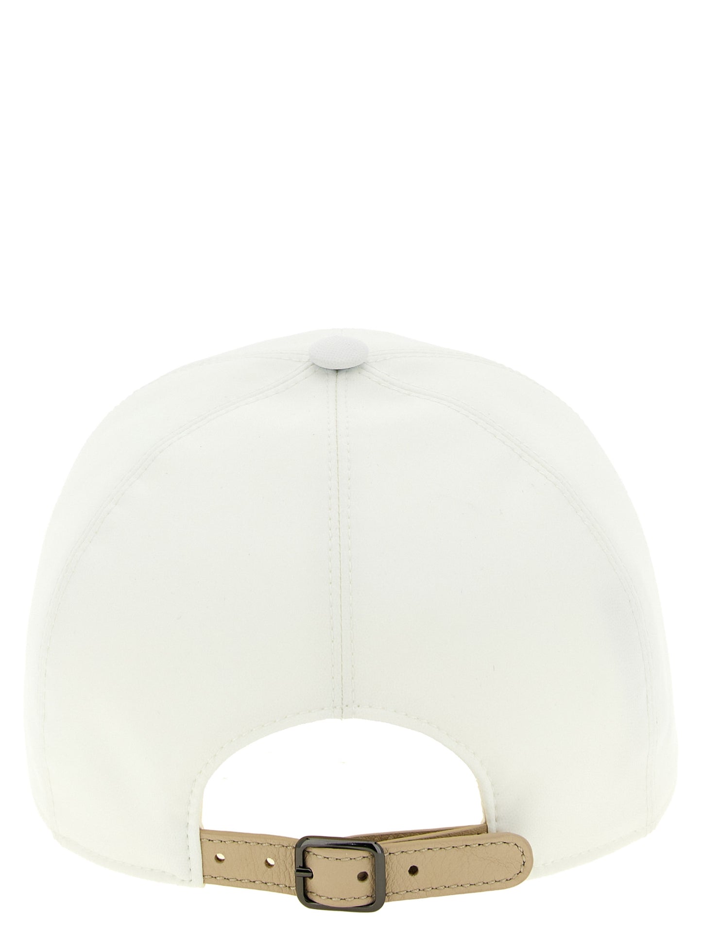 Baseball Cap by Brunello Cucinelli for women in polyester polyurethane leather white presents a distinguished silhouette from the Polyester Polyurethane Leather Baseball Cap collection, showcasing a distinguished finish with refined distinguished details.