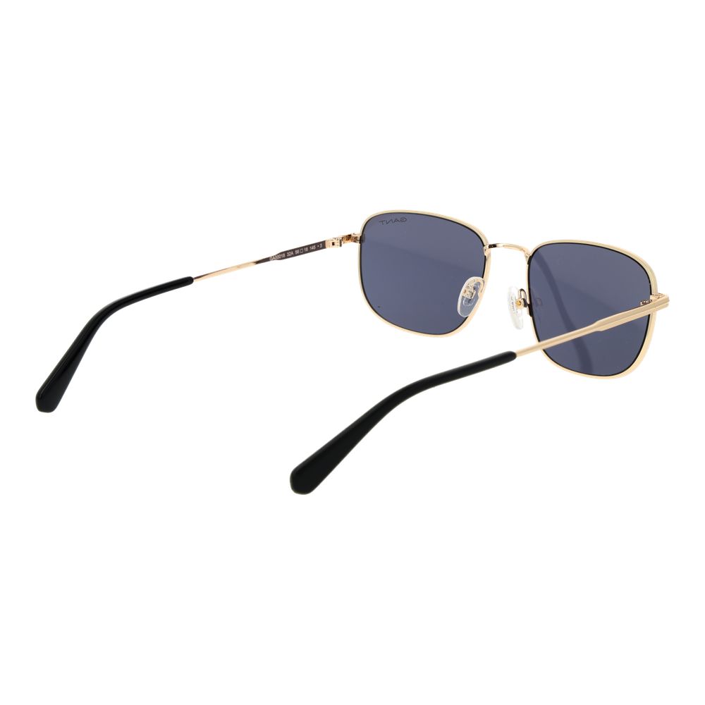 Sunglasses by Gant for men in metal and gold presents a sumptuous silhouette, featuring gold coloured frame and rectangle full-rim frame design with non-polarized category-3-dark-tint lens for a sumptuous look.