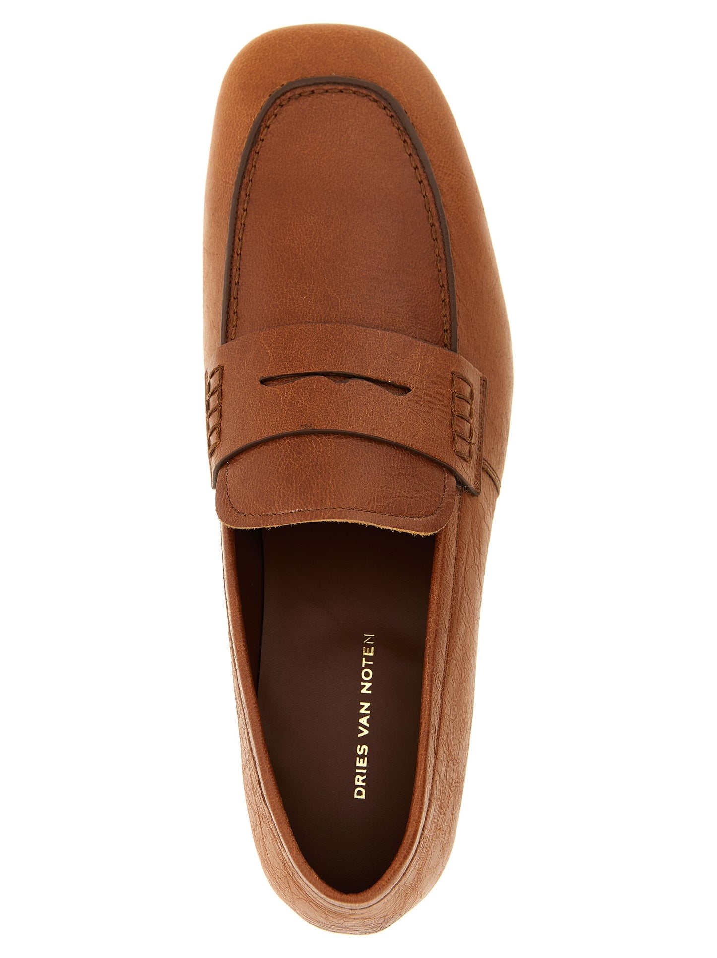 Loafer Slip-On Shoes by Dries Van Noten for women in lamb leather brown & gold showcases a timeless silhouette from the Women's Lamb Leather Loafer Slip-On Shoes collection, featuring a timeless block-heel and for a timeless finish.