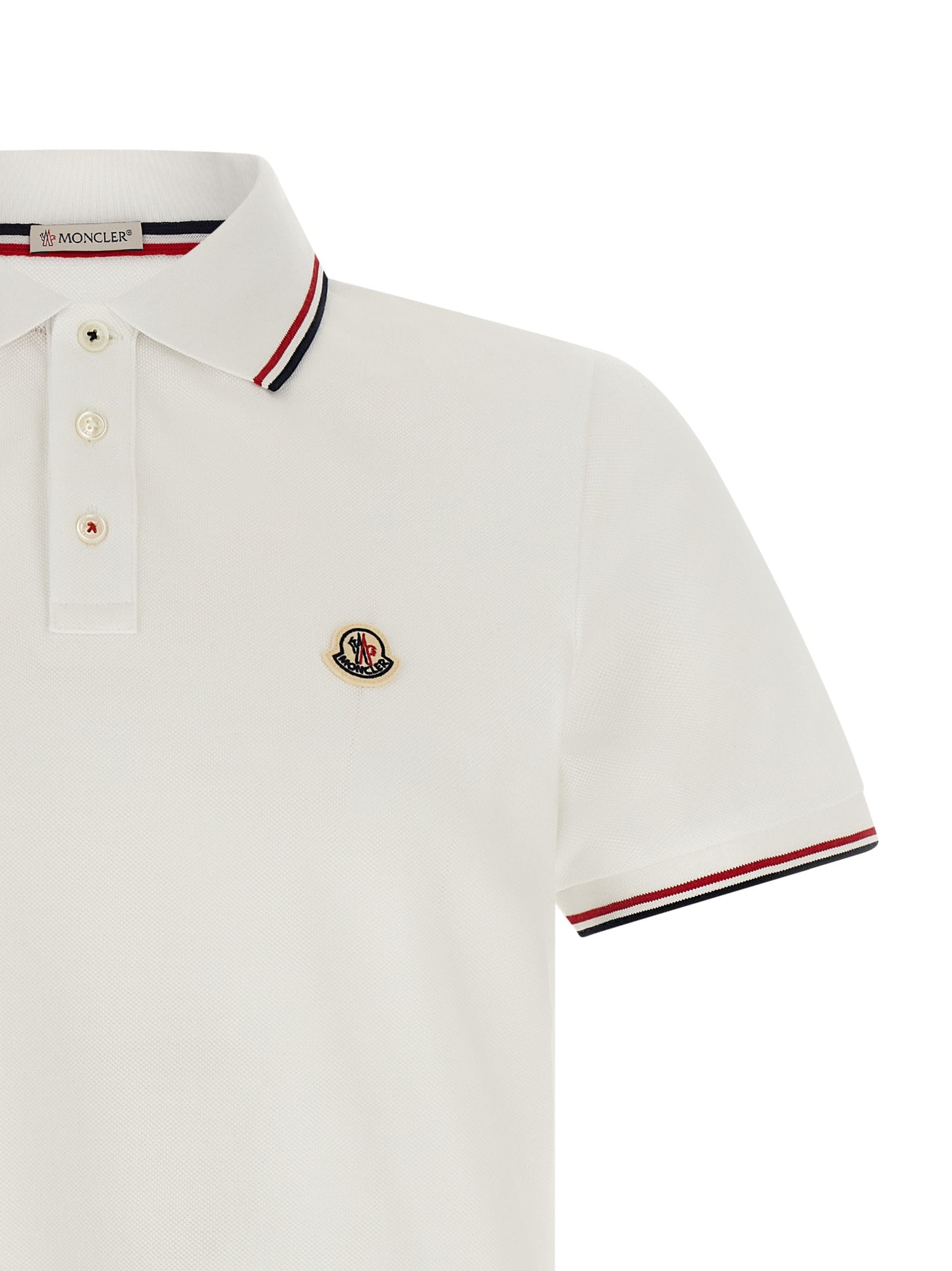 Polo Shirt by Moncler for men in cotton felt white & striped showcases a enviable silhouette, featuring a refined and for a enviable finish.