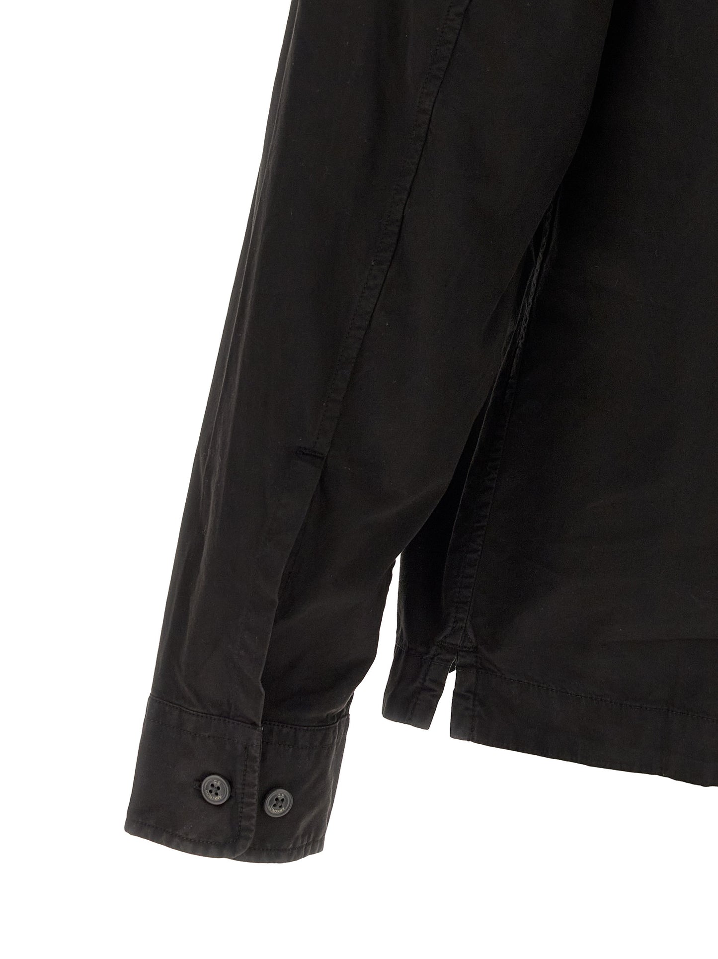 Overshirt by C.P. Company for men in organic cotton black & signature presents a discerning silhouette, showcasing a sophisticated and for a truly discerning finish.